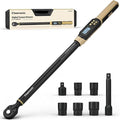 Digital Torque Wrench 1/2 Drive, 12.5-250.8 ft·lb (17-340N.m) ±1% Accuracy Electronic Torque Wrench with Buzzer and LED Heavy Duty Torque Wrench Set with Socket for Car Repair Trucks large machinery