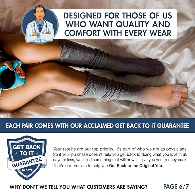Dr. Frederick's Original Moisturizing Gel Socks - 2 Pairs - Silicone-Feel Socks for Dry Cracked Feet Women & Men - Foot Moisturizing Socks for Cracked Heel Treatment - Day & Night Spa Socks