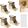 TopDirect Locking Hinge for Folding Leg Brackets,Heavy Duty Folding Brackets 90 Degree Self Locking Folding Hinge for Table Legs Furniture 4 Pack，Zinc