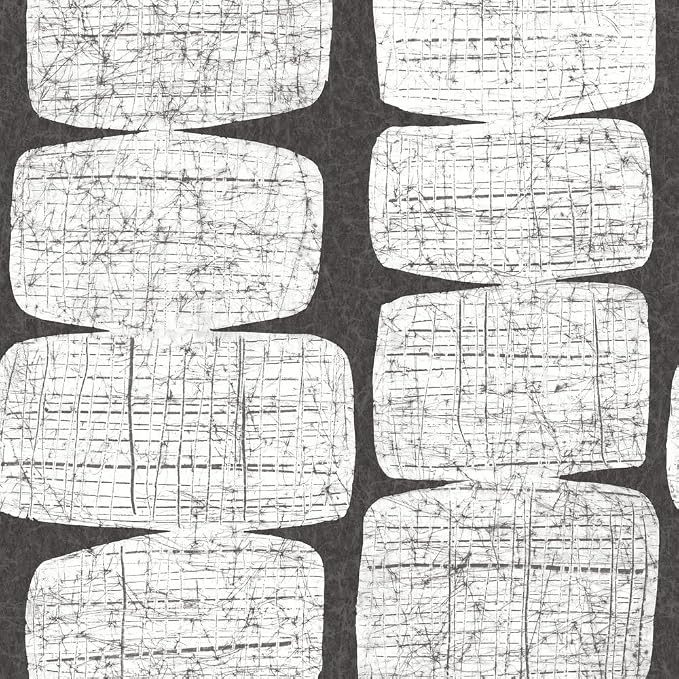 RoomMates RMK12348PL Mid-Century Beads Peel and Stick Wallpaper, Black, White