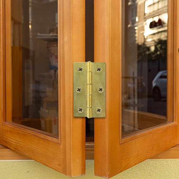 10 Pcs 2.5 Inch Gold Door Hinge Cabinet Hinge, Reliable Gold Ball Bearing Butt Hinges for Windows, Cabinets, and Outdoor Use, Includes Mounting Screws