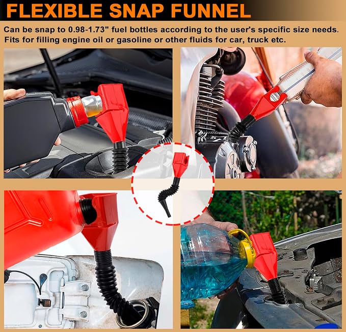 Oil Filter Wrench Set, Adjustable Oil Filter Removal Tool, 7 Pcs | Universal Oil Filter Removal Tool 2-1/16"-5-1/4", Two-Tone Thick Wide Molded Handle for Great Grip, Small Snap-On Oil Funnel
