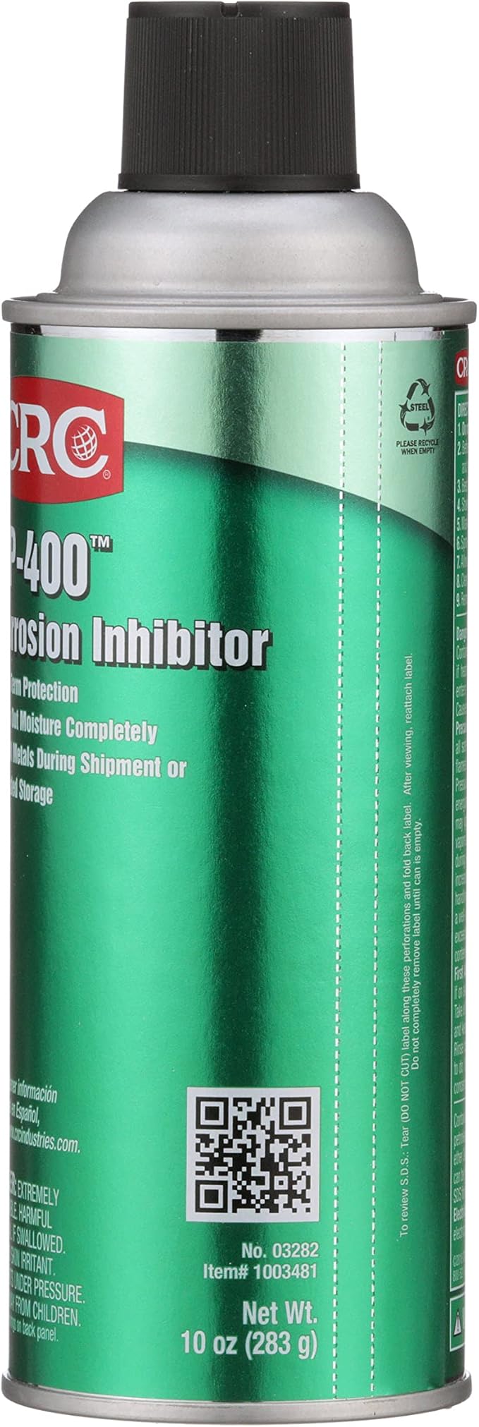 CRC Sp-400 Corrosion Inhibitor, 10 Wt Oz, Seals Out Moisture Completely For All Bare Metals, Long-Term Indoor/Outdoor Protection, NSF H2 Registered, Aerosol Spray