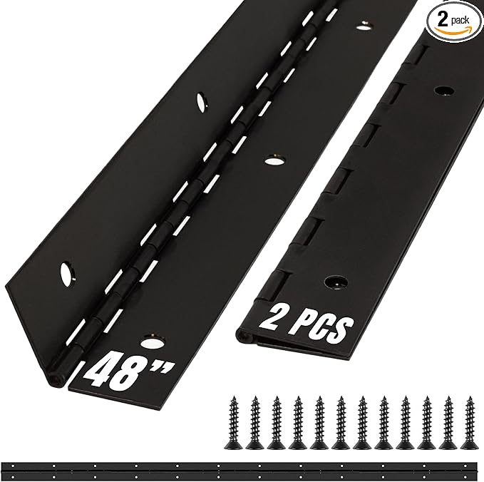 ALBO 48 Inch Black Heavy Duty Piano Hinge Continuous Stainless Steel 304 (2-Pack), Surface Mount Cabinet Hinges Matte Black 48"x2" for Industrial Equipment & Commercial Display, Professional
