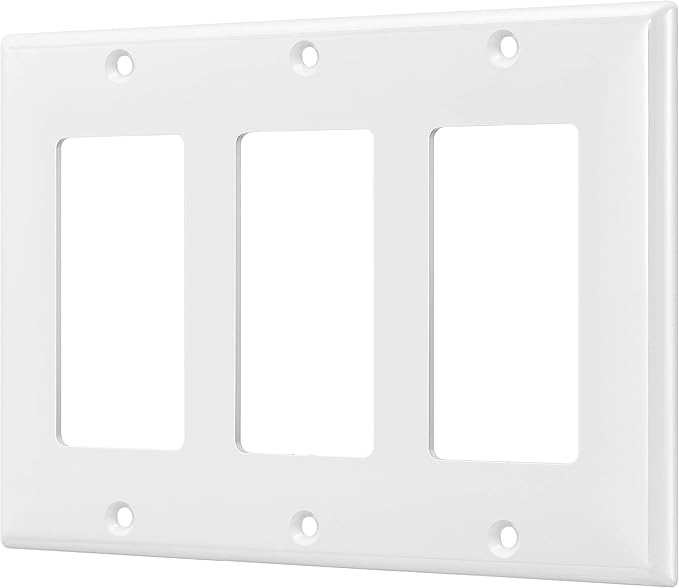 ENERLITES Decorator Light Switch or Receptacle Outlet Wall Plate, Gloss Finish, Size 3-Gang 4.50" x 6.38", Polycarbonate Thermoplastic, 8833-W, White , Standard Size , 1 Count ( Pack of 1)