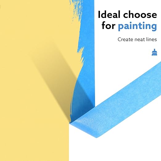Blue Painters Tape 1 Inch Wide, 10 Pack Blue Painters Masking Tape Bulk for Wall Painting Edges Trimming, 1 Inch X 55 Yards X 10 Rolls(550Yards Tatol)