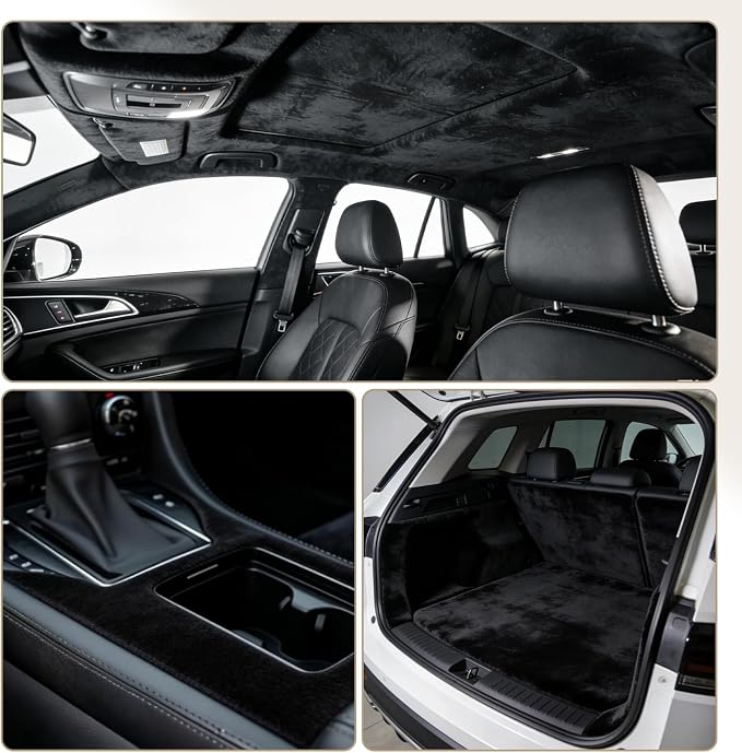 Storystore Foam Backed Suede Headliner Fabric, 36" L x 60" W Car Roof Liner | Black Suede Headliner Material for Cars, Trucks, Suvs, Boats, Rvs and Interior Restoration
