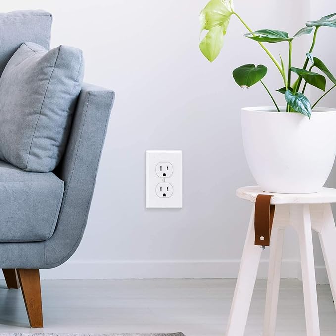 Outlet Covers Wall Plates -Duplex Outlet Covers, 1-Gang Standard Size Wall Plate for Outlets, Duplex Receptacle Wall Plate,Unbreakable Polycarbonate Thermoplastic,UL Listed (2-Pack,White)