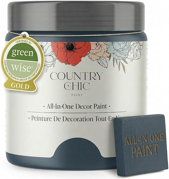 Country Chic All-in-One Chalk Paint for Furniture, Cabinets, Home Decor, Eco-Friendly, Matte Finish, Built-In Primer & Top Coat for Wood, Metal - Peacoat (Navy Blue) - 4 oz (118 ml)