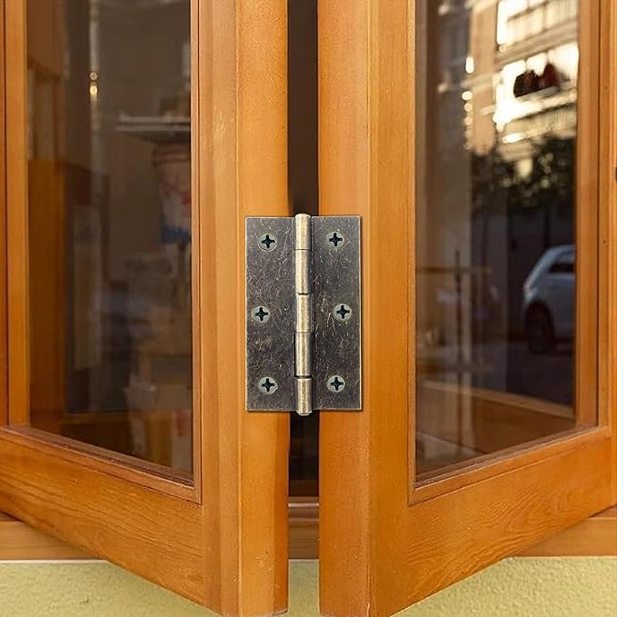 10 Pcs 2.5 Inch Antique Bronze Door Hinge Cabinet Hinge - Reliable Antique Bronze Ball Bearing Butt Hinges for Windows, Cabinets, and Outdoor Use - Includes Mounting Screws