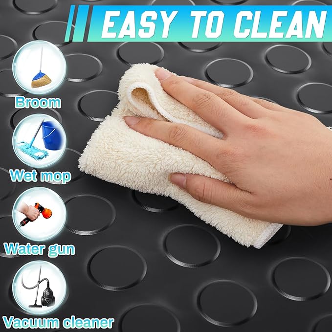 Breling 16 in x 10 ft Rubber Flooring Rolls Mats, Heavy Duty Diamond Plate Coin Plate Garage Floor Mat, PVC Water/Stain Outside Resistant Parking Rv Trailer Flooring