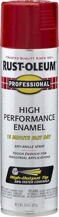 Rust-Oleum 7564838 Professional High Performance Enamel Spray Paint, 15 oz, Gloss Safety Red