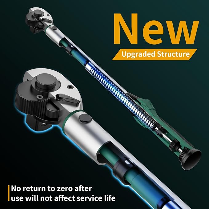 GRENPRO 1/2" Drive Click Torque Wrench 10–150 Ft.Lb – Dual-Direction Adjustable with Dual Range Scales, 72-Tooth Precision Ratchet, ±3% Accuracy – for Bike, Motorcycle, Car Repair & DIY Maintenance