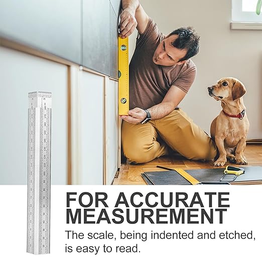 Garneck Multi-Function Stainless Steel Woodworking Measuring Ruler 180mm Right Angle Carpentry Square Ruler Metal Layout Tool for Woodwork and Construction
