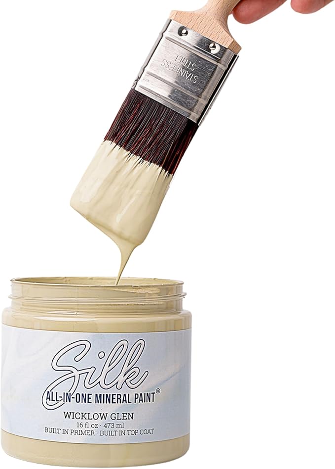 Dixie Belle Silk All-in-One Mineral Paint - Wicklow Glen (16oz) - Muted Sage Green Water Based Built-In Primer + Topcoat for Wood + Metal - Furniture Paint - Low Reflective Finish - Home Projects - DIY