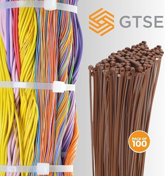 GTSE 14 Inch Brown Zip Ties, 4,000 Bulk Contractors Pack, 120lb Strength, UV Resistant Long Nylon Cable Ties, Self-Locking 14" Tie Wraps, Full Carton