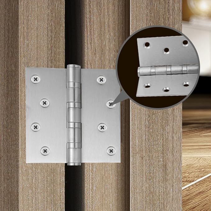 2 Packs of Square 4x4inch Black Stainless Steel 3MM Thickened Door Hinges, Bearing Door Hinges, Window Hinges, Indoor and Outdoor Hinges with Screws