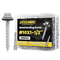 Metal Roofing Screws #10 x 1-1/2", 300 PCS, FIXLINK RUSPERT Hex Head Rubber Washer Sheet Metal Roof Screws Self Tapping Metal to Wood Siding Screws, Hex Socket Included, Silver