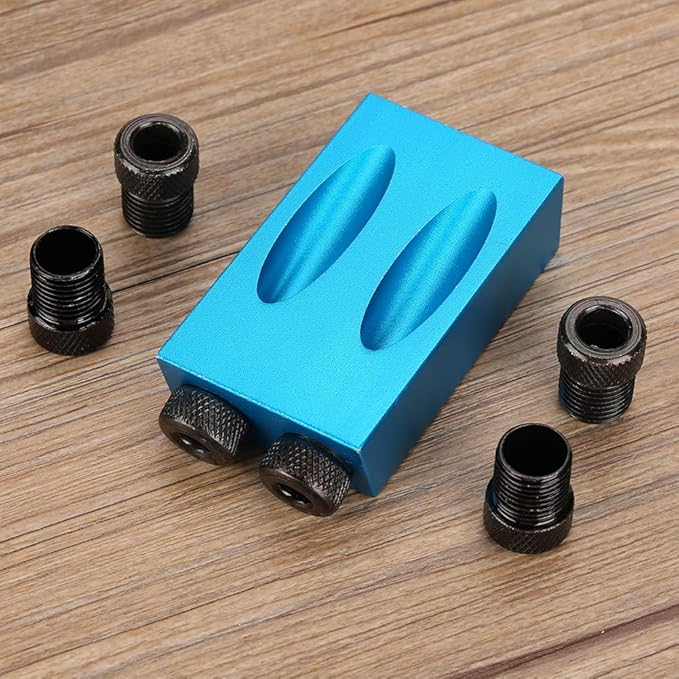Pocket Hole Jig Kit, 15 Degree Woodwork Oblique Hole Positioner 6/8/10mm for Woodworking Angle Drilling Holes, Angle Carpentry Locator Jig