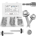 Metal Roofing Screws #14 × 1 Inch, 55-PCS, Hex Head Rustpert Coating Sheet Metal to Wood Siding Screw with EPDM Rubber Washer, Sharp Point, Hex Socket Included