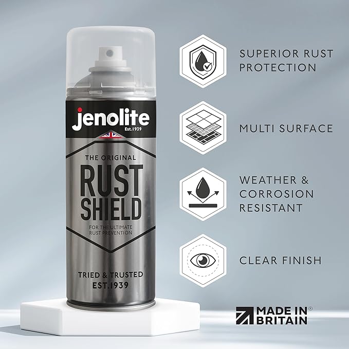 JENOLITE Rust Shield Aerosol - Anti Rust Spray, Protection Against Rust & Corrosion for Automotive and Metal - 400ml (13.5 fl oz)