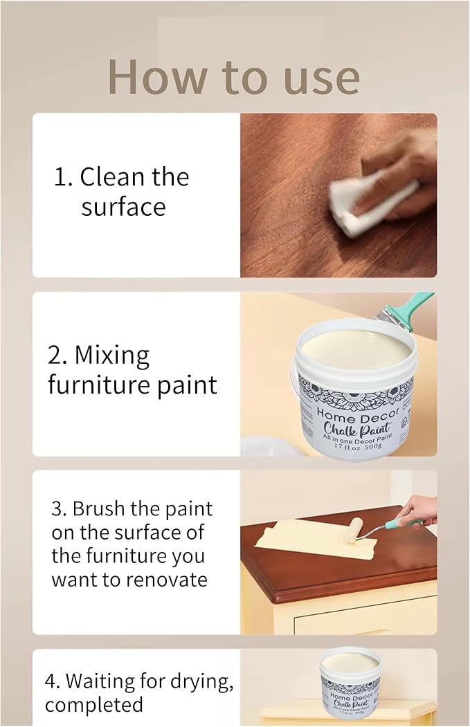 DGAGA 4OZ Green Furniture Paint Cream Matte Finish Wood Cabinet Sea Blue Chalk Paste Odorless No Sanding DIY Home Decor Chalk Paint For Wooden Furniture, Crafts, Table, Chair