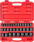 TEKTON 1/2 Inch Drive Impact Socket Set, 31-Piece | SID92327 | (8 - 38 mm), Shallow, 6-Point, Case