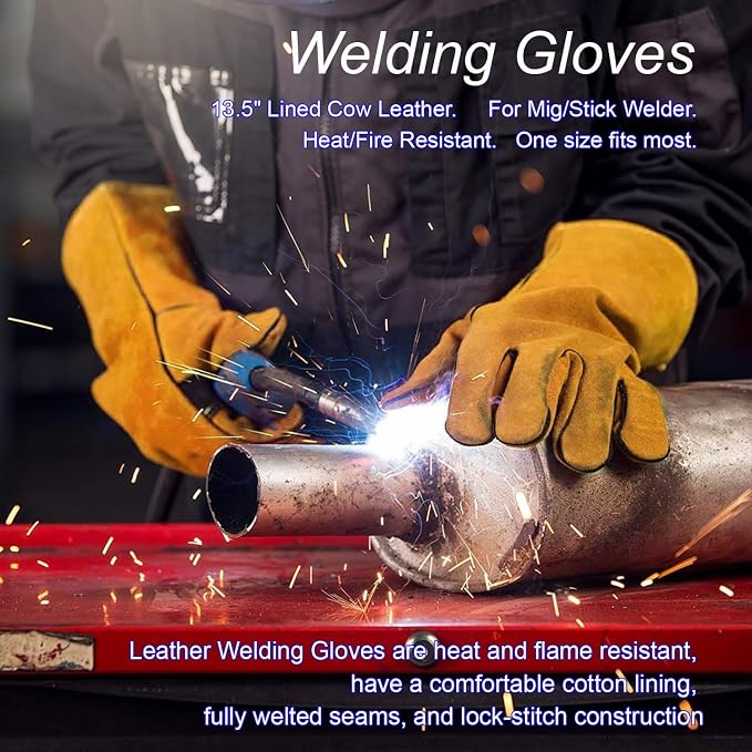 VASTOOLS MIG Welding Tools,10pc,Chipping Hammer,Leather Welding Gloves,Speed Square,Welding Clamp,Soapstone Holder,Welding Magnet,Welpers Pliers,MIG Nozzle Reamer,Wire Brush