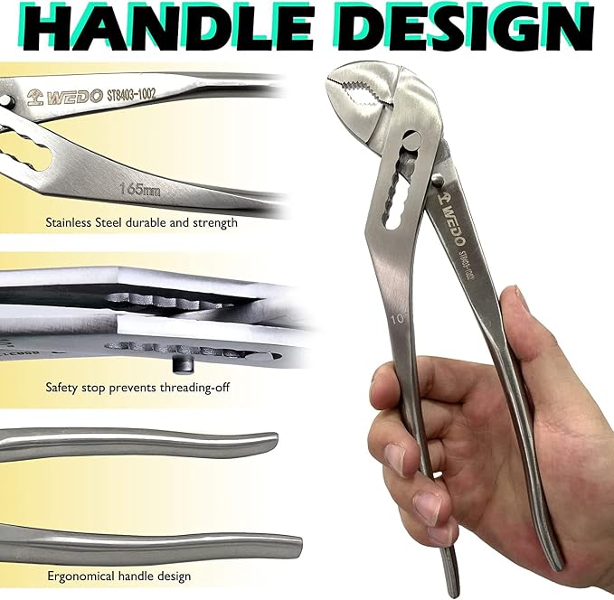 WEDO Groove Joint Pliers 12",Adjustable Water Pump Pliers,Stainless Steel | Tongue and Groove Pliers,Slip Joint Pliers,V-Jaw,Corrosion Resistant,Rust Proof,For Automotive,Home and Plumbing Repairs