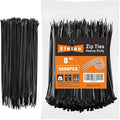 8 Inch Black Zip Ties 5000 Pack, 35 LBS Tensile Strength, Self-Locking Nylon UV Resistant Cable Ties for Indoor and Outdoor