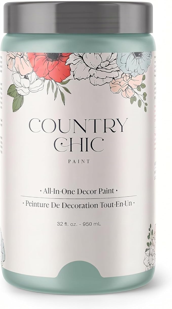 Country Chic All-in-One Chalk Paint for Furniture, Cabinets, Home Decor, Eco-Friendly, Matte Finish, Built-In Primer & Top Coat for Wood, Metal - Fancy Frock (Light Blue) - Quart 32 oz (950 ml)