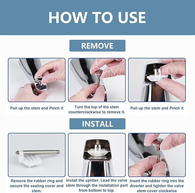 2 Set Tub Spout Diverter Repair Kit, Includes 2 x Diverter Valve Stems, 2 x Cup Seals and 2 x Gates, Bathroom Shower Bathtub Leaky Faucet Repair Replacement Parts