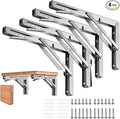Folding Shelf Brackets 22 inch 4 Pcs Max. Load 440lb - Heavy Duty Stainless Steel DIY Wall Mounted Collapsible Shelf Bracket, Space Saving for Garage Workstation, Stuff Supports, Table, Workbench