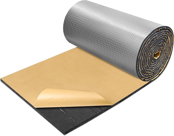 BXI Insulation Foam Roll - 13 x 157 x 0.2 Inch Self-Adhesive Thermal Board, Reflective Aluminum Foil Heat Shield, Waterproof Radiant Barrier Panel for Garage Door, HVAC Pipe, RV Window, Basement Duct