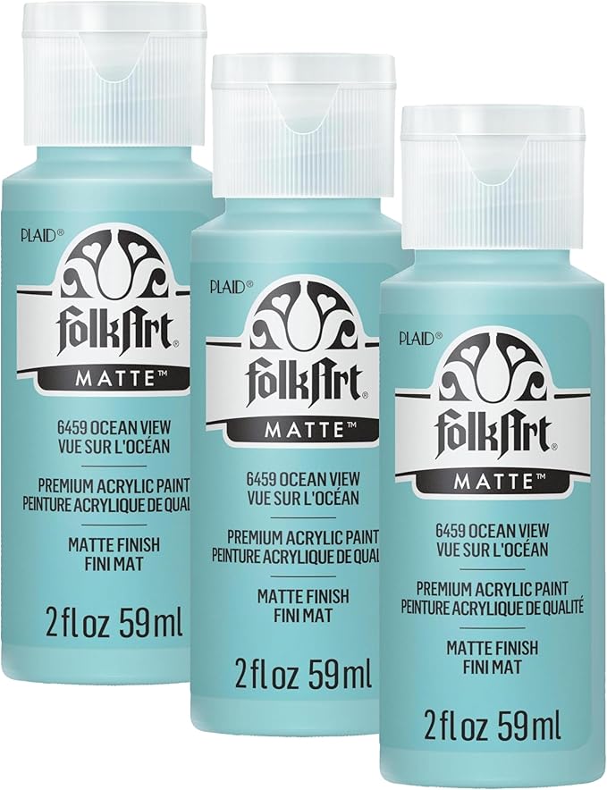 FolkArt Acrylic Paint in Assorted Colors (2 oz), Ocean View (Pack of 3)