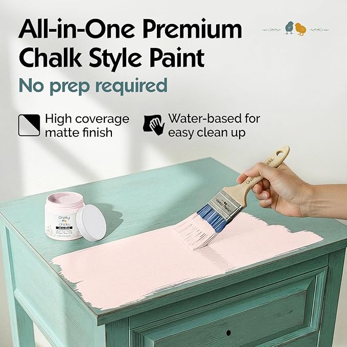 Chalky Chicks All-in-One Chalk Paint for Furniture or Cabinet - 8 Fl Oz - Matte Finish Paris Pink for Metal, Wood Furniture Paint - No Sanding All-in-One for Home Decor & Crafts, USA Made