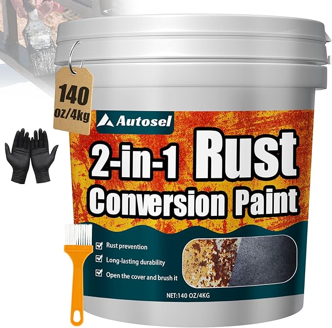 Ultra 2-in-1 Rust Converter & Metal Paint, 140 oz Rust Reformer & Metal Primer, rust remover for metal, Stops Rust & Corrosion, rust inhibitor for Automotive, Marine, Tools & Steel Surfaces – Black