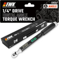 1/4" Drive Digital Angle Torque Wrench 1.1-22.1 ft-lbs (1.5-30 Nm) | ±1.5% clockwise / ±2.5% counterclockwise and angle accuracy of ±2%, LCD Display, LED Buzzer Vibration Alert, 30 Memory Values
