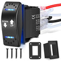 Nilight Down Up Polarity Reverse Blue LED Switch DPDT 20A 12V 24V 7PIN Momentary Rocker ON Off ON Toggle with Jumper Wires and Adaptor for Control Motor for Hoist Crane Linear Actuator