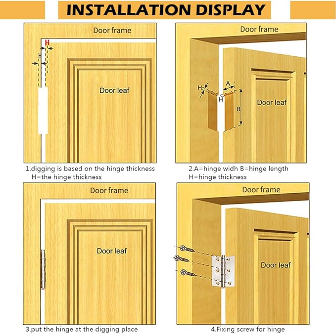 FOCCTS 18 Pack Folding Door Hinges, 2 x 3 inch Stainless Steel Square Butt Hinges for Home Furniture Hardware Closet Door with Enough Screw