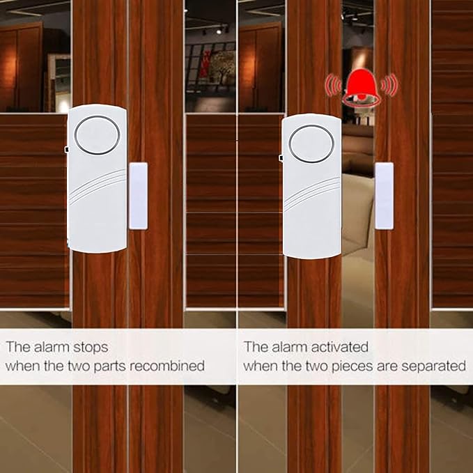 4 Pack Home Security Door & Window Alarms for Kids Safety - DIY Protection Burglar Bell Alarm for Home & Office