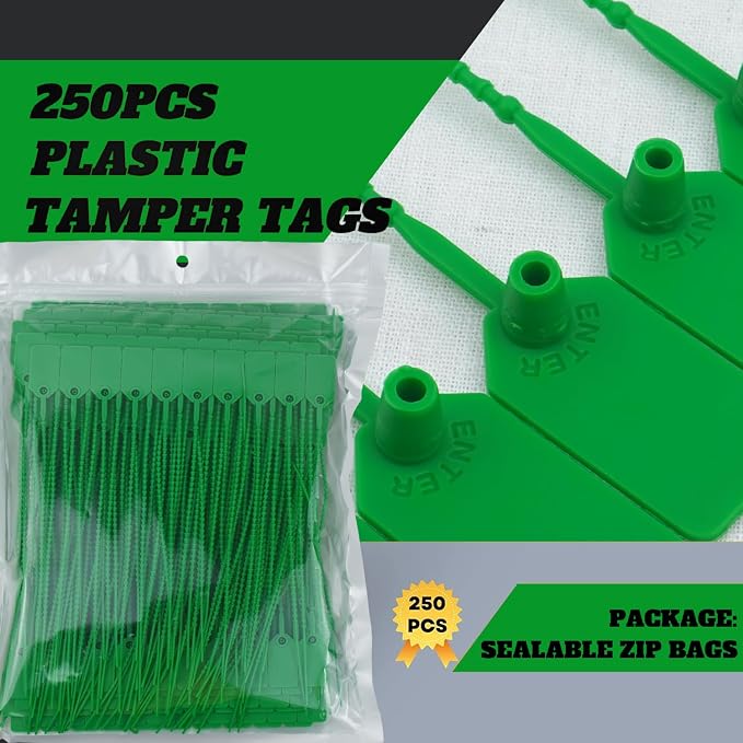 JAVIKA 9.2-inch Plastic Tamper Seal Tags, Pull-Tite Security Seal, Zip Ties | One-piece construction, Self-Locking & Versatile, Easy to Use and Write On, Wide Range of Applications
