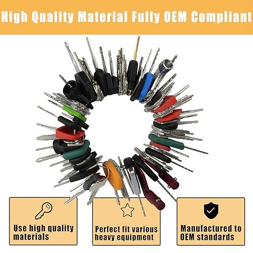 87 Equipment Keys Set Construction Ignition Keys Machinery Key Set Operators Ignition Key for Bob-cat Caterpill-ar Komat-su Kubo-ta John Dee-re Yanm-ar Keys Heavy Equipment Keys
