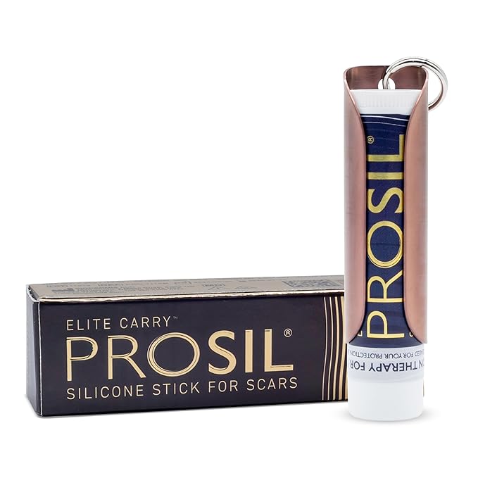 ProSil Elite Carry™ Palm-Sized Silicone Scar Stick – Twist & Protect Keychain Design Scar Treatment for Easy, On-the-Go Application – Secure Dial with One-Handed Use Silicone Stick - Rose Gold Sleeve