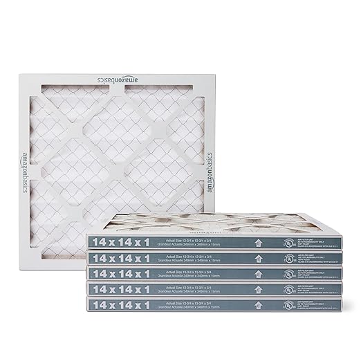 Amazon Basics MERV 5 AC Furnace Air Filter, 14x14x1 inches, 6-Pack (Actual size: 13.75" x 13.75" x 0.75")