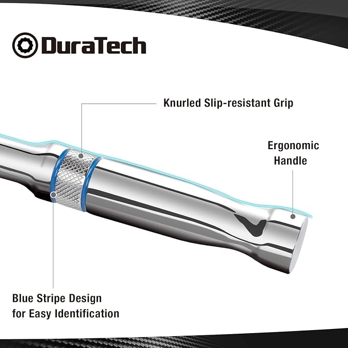 DURATECH 3-Piece Drive Ratchet, 90-Tooth Quick-Release Ratchet Wrench | 1/4", 3/8", 1/2" Socket Wrench for Men Women, Reversible, Cr-V Made, 4° Swing, Full Polished, Stocking Stuffers for Men Women