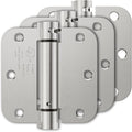 Luxbaro 3 Pack Spring Hinges Self Closing 3.5 Inch, Self Closing Door Hinges with 5/8'' Radius Corners, Adjustable Tension for Garage, Front and Back Doors, Left and Right Hand, UL Listed