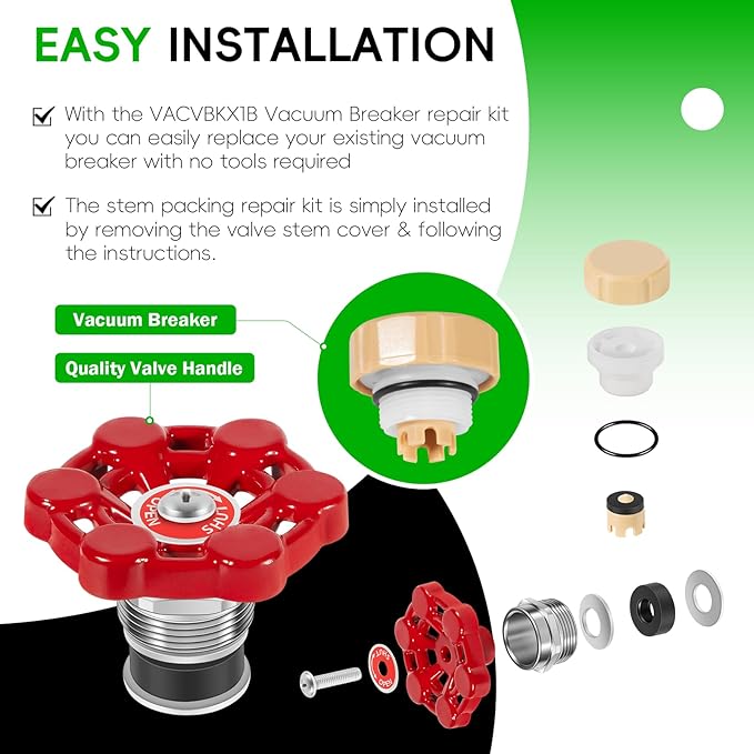 2-Pack Universal Outdoor Faucet Repair Kit with VACVBKX1B Vacuum Breaker Kit, Anti-Siphon Frost-Free Hose Bib Sillcock Valve Replacement, Wall Hydrant Complete Replacement Kit