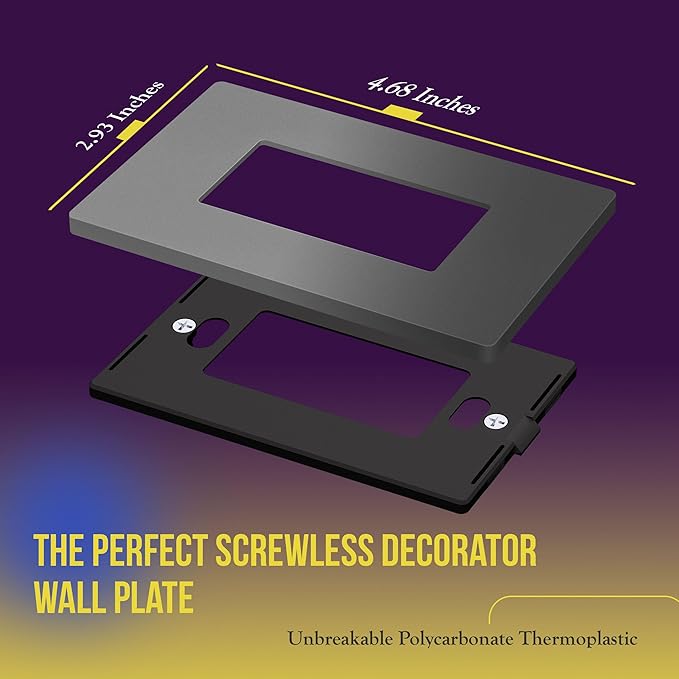 ENERLITES Decorator Light Switch or Receptacle Wall Plate, Screwless Wall Plate, Standard Size, 1-Gang 4.68" x 2.93", Polycarbonate Thermoplastic, UL Listed, SI8831-SG, Gloss Finish, Space Gray