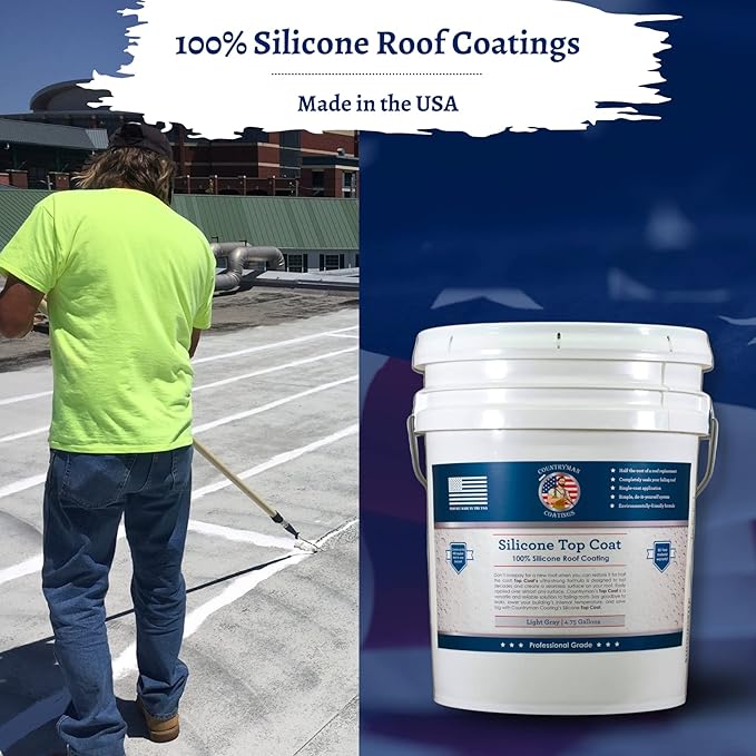 100% Silicone Roof Coating for RVs, Campers & Flat Roofs - Waterproof Seal for Leaks, Cracks & Seams - Ponding Water Resistant - 4.75 Gallon Light Gray